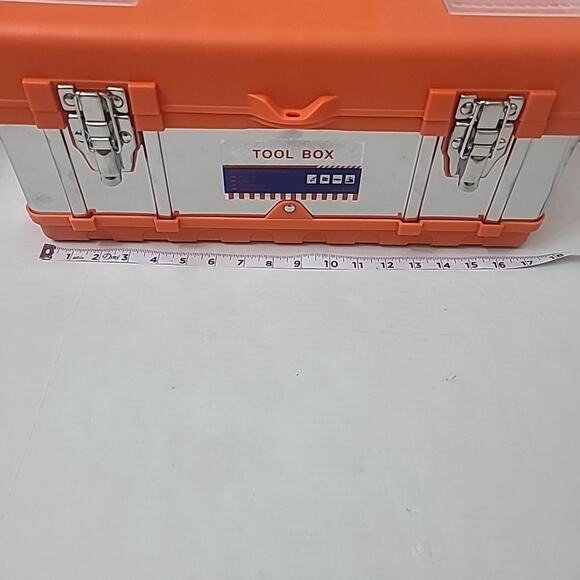 Durable Tool Box 17"x 9.25 Metal Hardware w/ Pull Out Tray & Lid Storage New - Picture 6 of 7